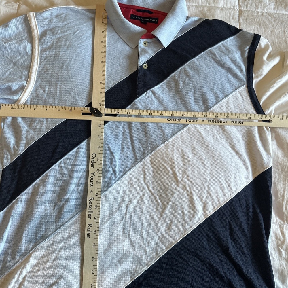 Vintage Tommy Hilfiger Shirt Y2K Rugby Diagonal Stripe Polo Men's L Color block - Picture 2 of 10